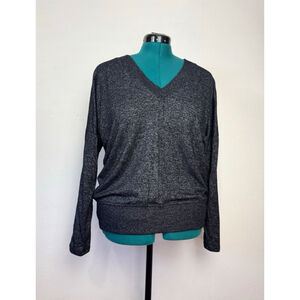 Buffalo Bitton Women Pullover Long Sleeve Top Gray Large V Neck Cozy Comfy Casua